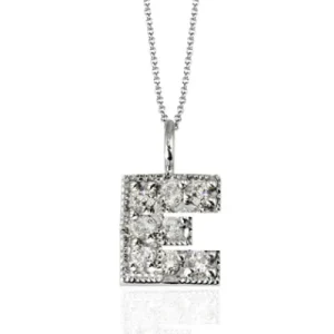 Zeghani E Pendant in 14k Gold with Diamonds