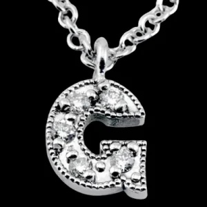 Zeghani G Pendant in 14k Gold with Diamonds
