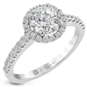 Zeghani NGR102 Engagement Ring in 14k Gold with Diamonds