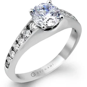 Zeghani ZR538 Engagement Ring in 14k Gold with Diamonds
