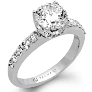 Zeghani ZR448 Engagement Ring in 14k Gold with Diamonds