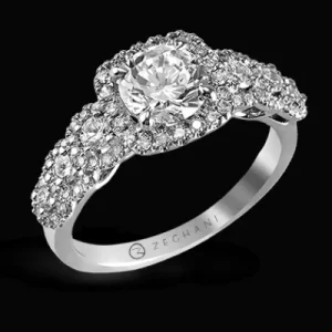 Zeghani ZR494 Engagement Ring in 14k Gold with Diamonds