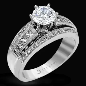 Zeghani ZR119 Engagement Ring in 14k Gold with Diamonds