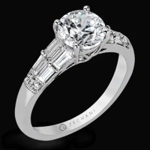 Zeghani ZR1164 Engagement Ring in 14k Gold with Diamonds