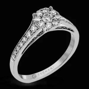 Zeghani ZR827 Engagement Ring in 14k Gold with Diamonds
