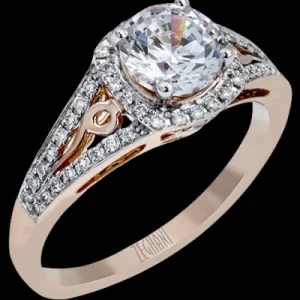 Zeghani ZR1137 Engagement Ring in 14k Gold with Diamonds