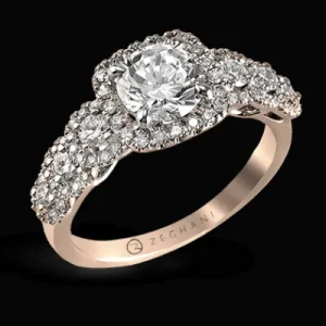Zeghani ZR494 Engagement Ring in 14k Gold with Diamonds