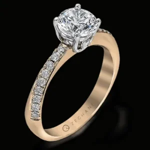 Zeghani ZR548 Engagement Ring in 14k Gold with Diamonds