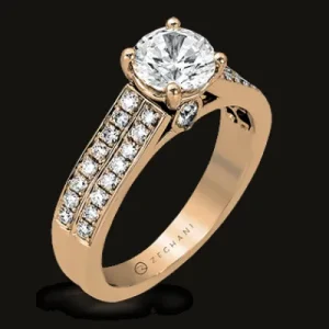 Zeghani ZR418 Engagement Ring in 14k Gold with Diamonds