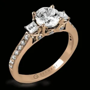 Zeghani ZR446 Engagement Ring in 14k Gold with Diamonds