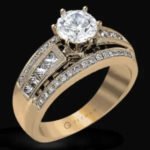 Zeghani ZR119 Engagement Ring in 14k Gold with Diamonds