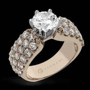Zeghani ZR114 Engagement Ring in 14k Gold with Diamonds