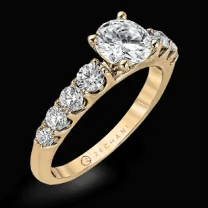 Zeghani ZR984 Engagement Ring in 14k Gold with Diamonds