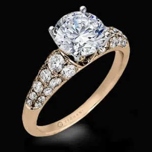 Zeghani ZR898 Engagement Ring in 14k Gold with Diamonds