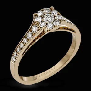 Zeghani ZR827 Engagement Ring in 14k Gold with Diamonds