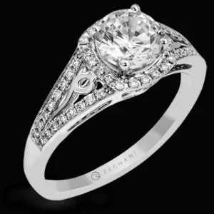 Zeghani ZR1137 Engagement Ring in 14k Gold with Diamonds