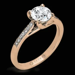 Zeghani ZR561 Engagement Ring in 14k Gold with Diamonds