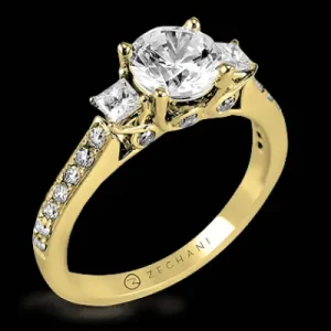 Zeghani ZR446 Engagement Ring in 14k Gold with Diamonds
