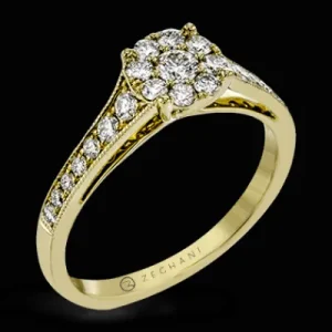 Zeghani ZR827 Engagement Ring in 14k Gold with Diamonds