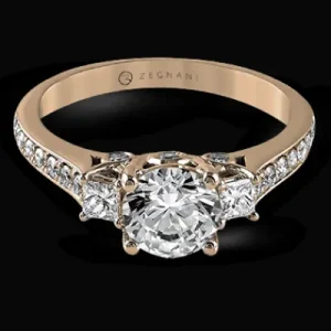 Zeghani ZR446 Engagement Ring in 14k Gold with Diamonds