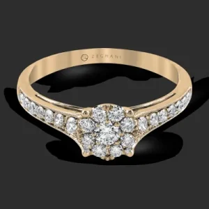 Zeghani ZR827 Engagement Ring in 14k Gold with Diamonds