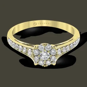 Zeghani ZR827 Engagement Ring in 14k Gold with Diamonds