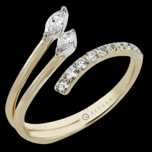 Zeghani ZR2607 Right Hand Ring in 14k Gold with Diamonds