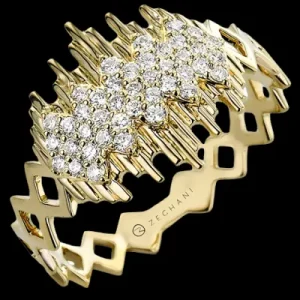 Zeghani ZR2479 Right Hand Ring in 14k Gold with Diamonds