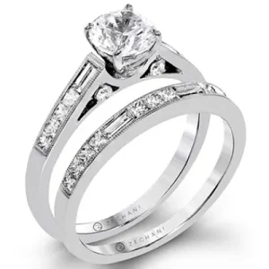 Zeghani ZR1364 Wedding Set in 14k Gold with Diamonds
