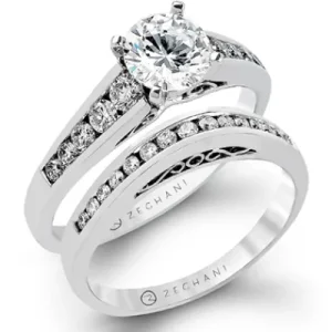 Zeghani ZR118 Wedding Set in 14k Gold with Diamonds