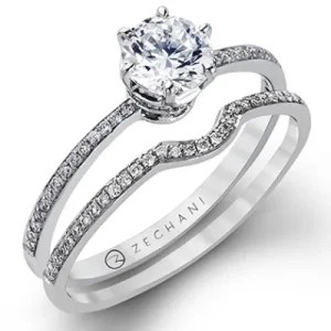 Zeghani ZR117 Wedding Set in 14k Gold with Diamonds