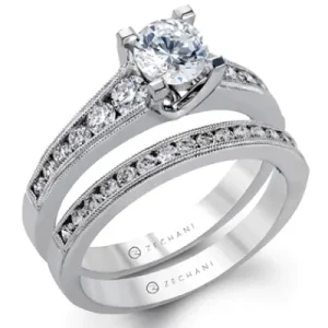 Zeghani ZR1034 Wedding Set in 14k Gold with Diamonds