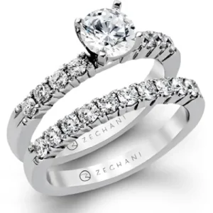 Zeghani ZR96 Wedding Set in 14k Gold with Diamonds