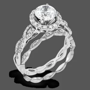 Zeghani ZR1466 Wedding Set in 14k Gold with Diamonds