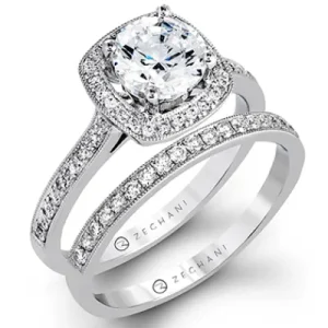 Zeghani ZR1185 Wedding Set in 14k Gold with Diamonds