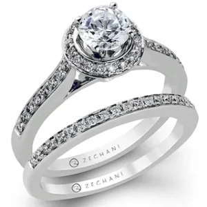 Zeghani ZR116 Wedding Set in 14k Gold with Diamonds