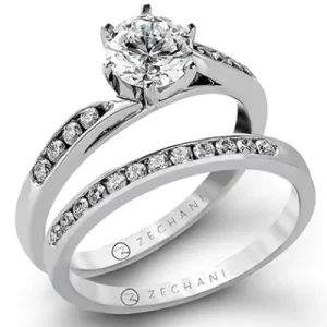 Zeghani ZR416 Wedding Set in 14k Gold with Diamonds