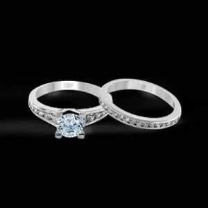 Zeghani ZR1034 Wedding Set in 14k Gold with Diamonds