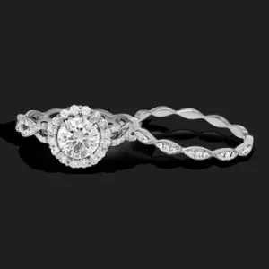 Zeghani ZR1466 Wedding Set in 14k Gold with Diamonds